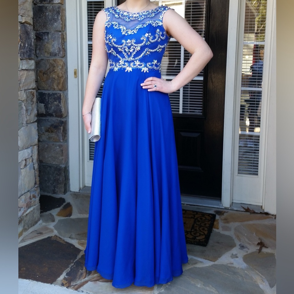 Panoply Royal Blue Beaded Prom Dress - Women’s 12 - Picture 5 of 6